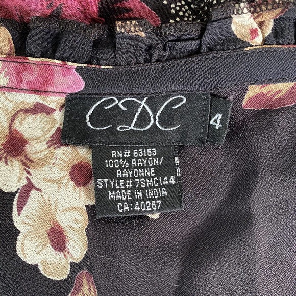 CDC Rampage Jr Sz 4 Fit & Flare Midi Dress Pink Floral Flutter Sleeve V Neck - Picture 5 of 11